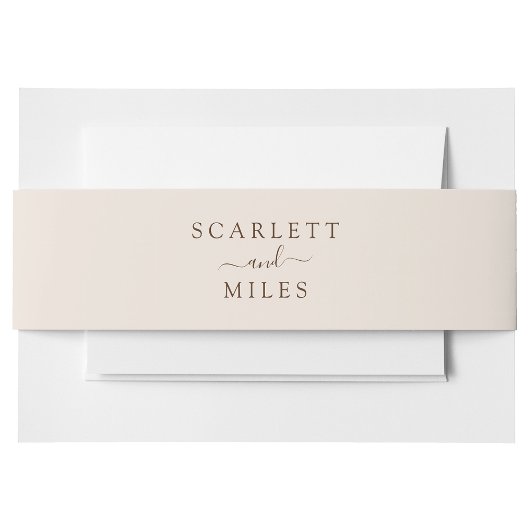 Taupe Minimal Herfst Bride Groom Name Wedding Uitnodigingen Wikkel