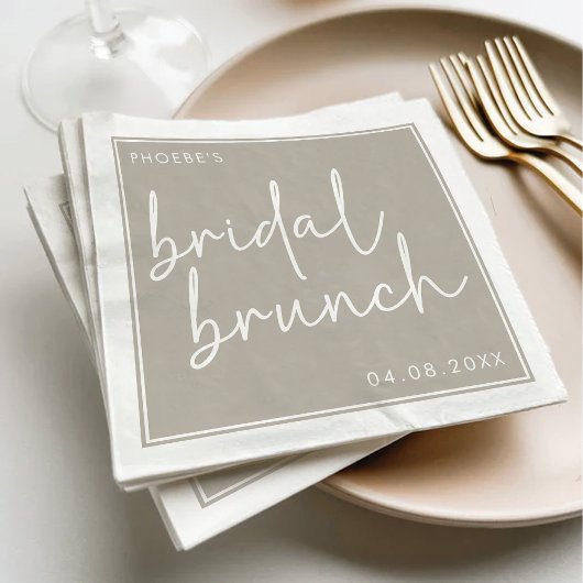 Taupe Minimalistische Script Bruidsbrunch Servet