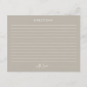 Taupe Minimalistische Script Vrijgezellenfeest Rec Informatiekaartje (Achterkant)