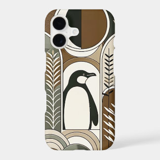 Taupe Mocha Arcs Abstraits de grains Motif Penguin