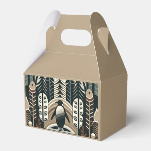 Taupe Mocha Ivoor Pinguïn Bos met Boogbogen Bedankdoosjes