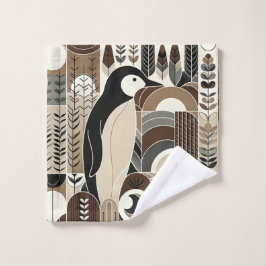 Taupe Mocha Ivoor Pinguïn in Grain Forest Planten Washandje