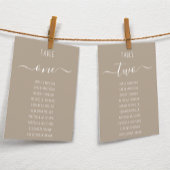 Taupe Modern White Script Brown Seating Chart Card