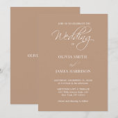Taupe moderne Faire-part de mariage de calligraphi (Devant / Derrière)