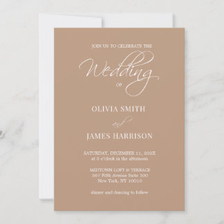 Taupe moderne Faire-part de mariage de calligraphi