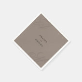 Taupe Moderne Rand Elegante Monogram Bruiloft Servet (Hoek)