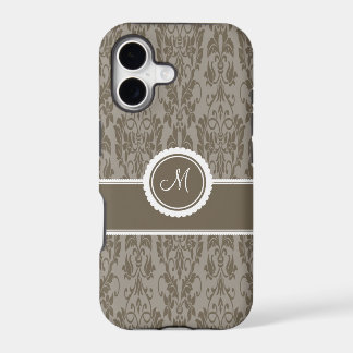 Taupe monogram damask Case-Mate iPhone 5 hoesje