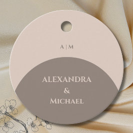 Taupe Monogram Japandi bruiloft Dank u Bedankjes Labels