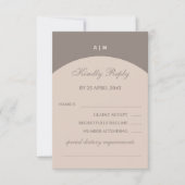 Taupe Monogram Japandi Wedding RSVP Kaart (Voorkant)