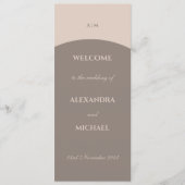 Taupe Monogram Minimalistische Japanse bruiloft Programma (Voorkant)