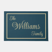 Taupe Navy Elegant Script Family Name Welcome Gift Deurmat (Voorkant)