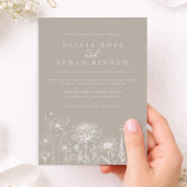 Taupe Neutral Wildflower Wedding Invitation