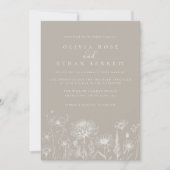Taupe Neutral Wildflower Wedding Invitation (Devant)