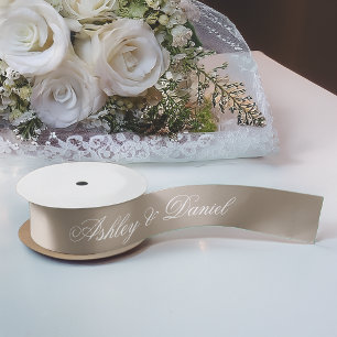 Taupe Neutrals Elegant Script Kalligrafie Bruiloft Lint