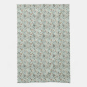 Taupe Neutre Sage Flore tiges de cuisine serviette (Vertical)