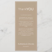 Taupe Old Money Bruiloftsmenu Bedankbrief Programma (Voorkant)