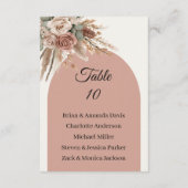 Taupe pampas grass wedding table number names card RSVP kaartje (Achterkant)