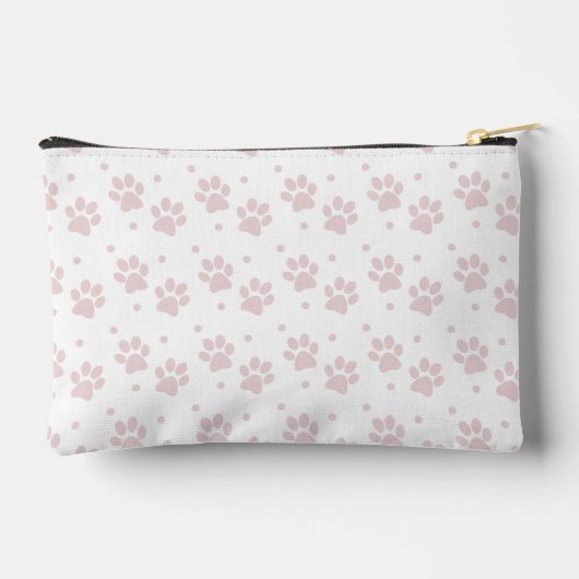 Taupe & Pink Paw Print Cosmetic Bag – Personalized Etui (Achterkant)