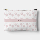 Taupe & Pink Paw Print Cosmetic Bag – Personalized Etui (Voorkant)