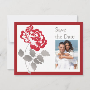 Taupe Red White Peony PHOTO Enregistrer la carte D