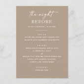 Taupe repetitie diner | De nacht voor Smoky Beige Menu (Voorkant)