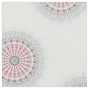 Taupe Rode Blauwe Witte Mandala Stof