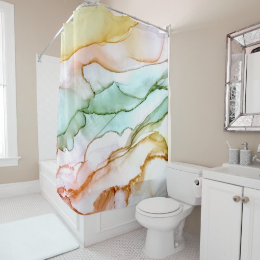 Taupe rose Abstrait rideau de douche (En situation)