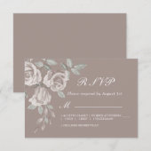 Taupe Rose d'aquarelle mariage RSVP (Devant / Derrière)