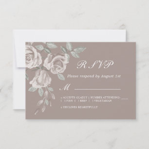 Taupe Rose d'aquarelle mariage RSVP