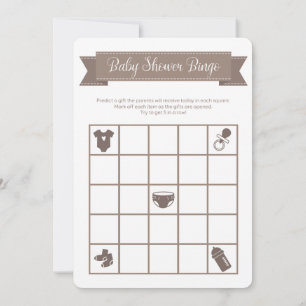 Taupe Sand Baby shower Bingo Game Double Sided Kaart