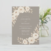 Taupe Serene Neutrale Trouw Kaart (Staand voorkant)