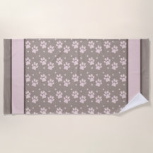 Taupe & Serviette de plage Empreinte de patte rose