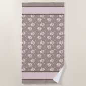 Taupe & Serviette de plage Empreinte de patte rose (Devant)