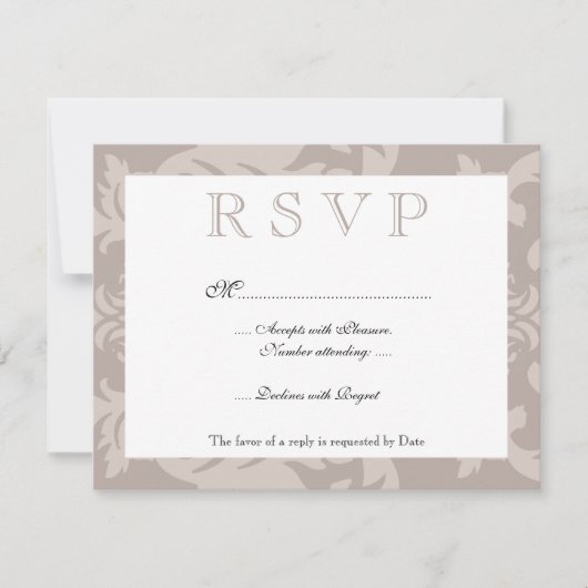 Taupe simple Damask RSVP (Devant)