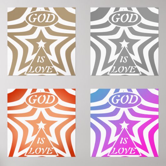 Taupe Star Poster Print - Neutral "God Is Love" (Recto)