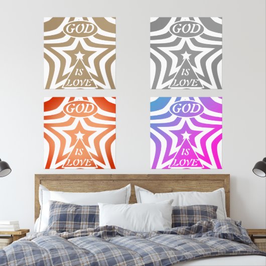 Taupe Star Poster Print - Neutral "God Is Love" (Chambre à coucher)