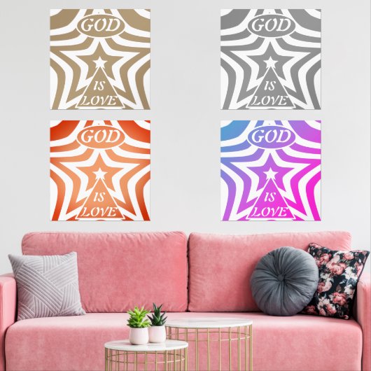 Taupe Star Poster Print - Neutral "God Is Love" Muurkunst Sets (Woonkamer)