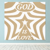 Taupe Ster Canvas Print: Neutraal "God Is Liefde" (Insitu (Houten vloer))
