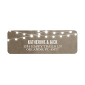Taupe String Lights bruiloft Adresetiketten Etiket (Voorkant)