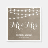 Taupe String Lights Huwelijksmonogram Servetten (Voorkant)