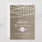 Taupe String Lights Repetitie Diner Uitnodiging (Voorkant)