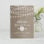 Taupe String Lights Repetitie Diner Uitnodiging (Staand voorkant)