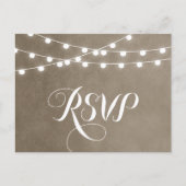 Taupe String Lights Wedding RSVP Briefkaart (Voorkant)
