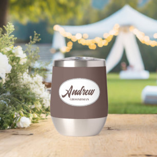 Taupe Stylisé Nom Mariage Groomsman
