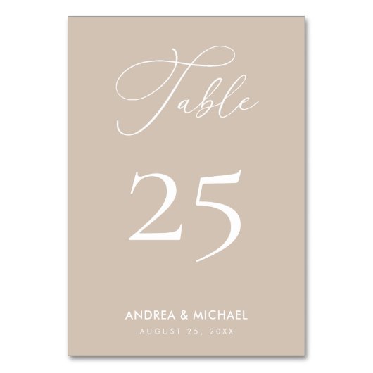 Taupe Tan Elegante Kalligrafie Boho Lente Bruiloft Kaart (Voorkant)