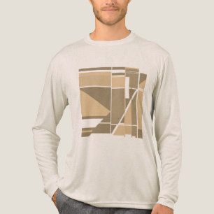 Taupe Tan Geometrische Dozen Abstract MCM-achtig O Tri-Blend Shirt