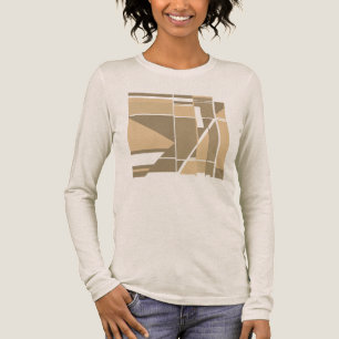 Taupe Tan Geometrische Dozen Abstract MCM-achtig O Tri-Blend Shirt