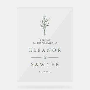 Taupe vert minimaliste Mariage de bouquet floral