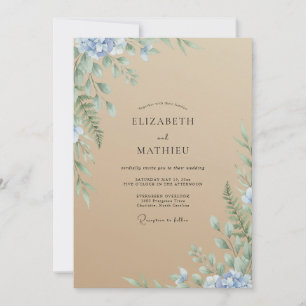 Taupe Waterverf Bloemen Bruiloft Kaart