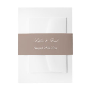 Taupe Wedding Invitation Belly Band Uitnodigingen Wikkel